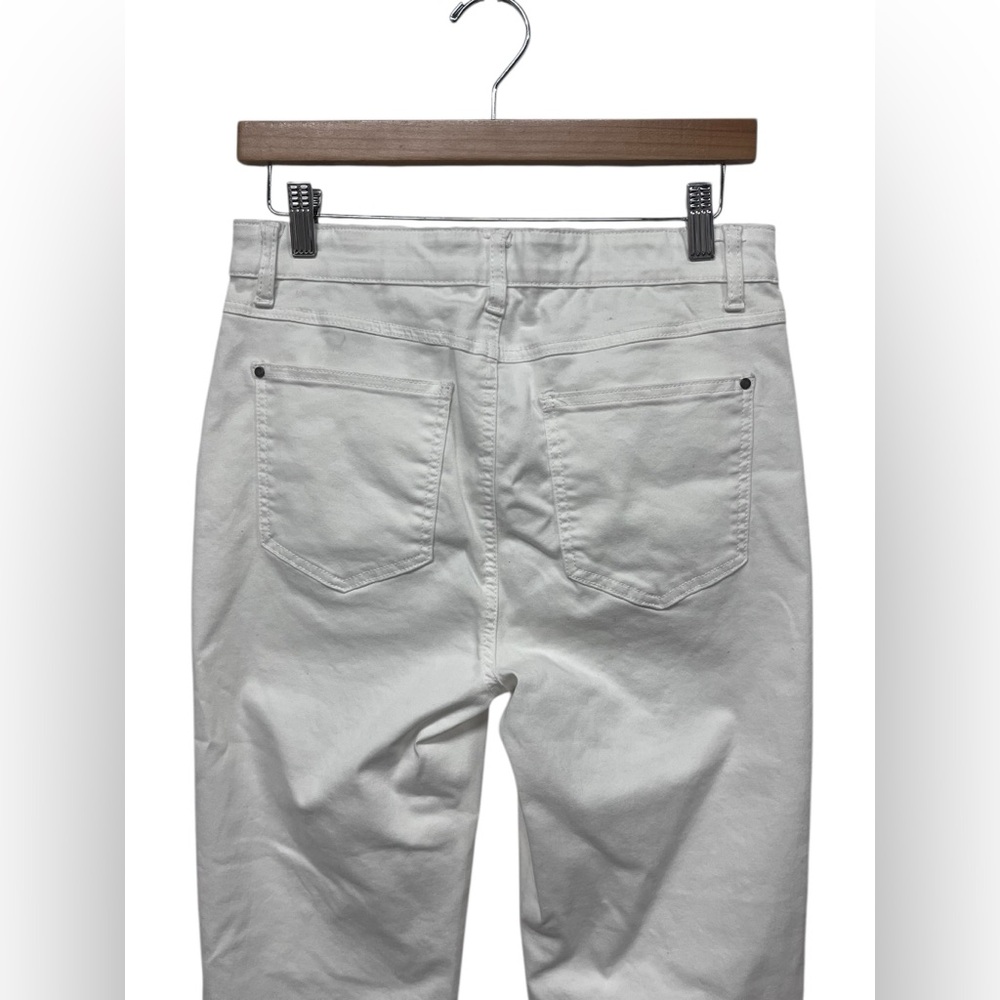 NWT APNY | Southwestern Cuff Cropped Straight Pull On White Denim Jeans 10‎ - Picture 4 of 10
